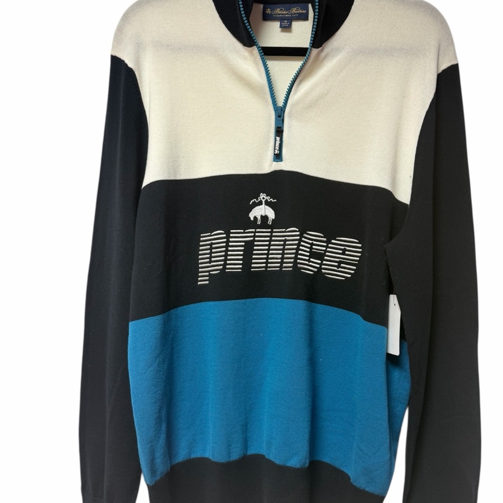 Brooks Brothers Black and Blue Zip Up Sweater
